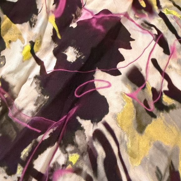 Abstract Print Long Sleeve Midi Dress - Beige & Purple - Picture 8 of 8